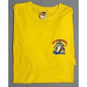Vintage Send More Tourists Maui Shark Funny T Shirt Size Large Bright Yellow